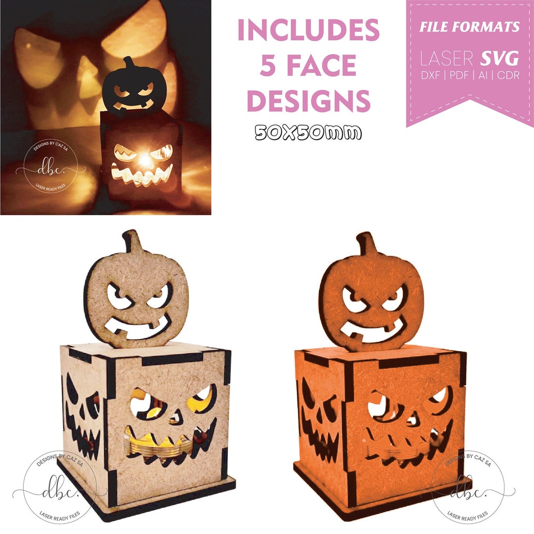Halloween Tea Light Holders, 50x50mm Wooden Tea Light Holders for