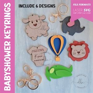 Babyshower sleutelhanger gunsten, laser gesneden bestanden, digitaal bestand, babyshower SVG