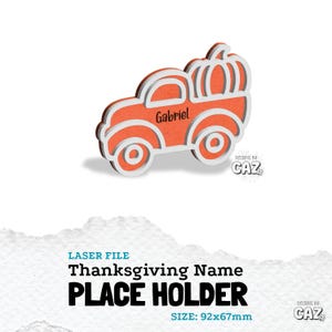 Thanksgiving Pumpkin Name Placement SVG: Truck Monogram, Laser Cut File (Digital Download