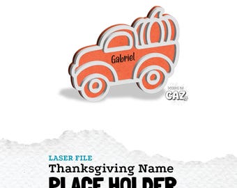 Thanksgiving pompoennaam plaatsing SVG: vrachtwagenmonogram, lasergesneden bestand (digitale download)
