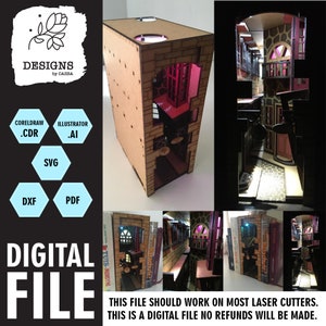 本棚に魔法のブックコーナーを | DIYプロジェクト | Lightburn | レーザーファイル | デジタルダウンロード