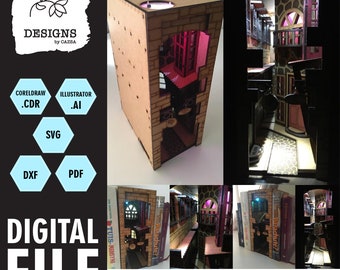 Magical Book nook for your book shelf | DIY Projects | Lightburn | Laser files | Digital download