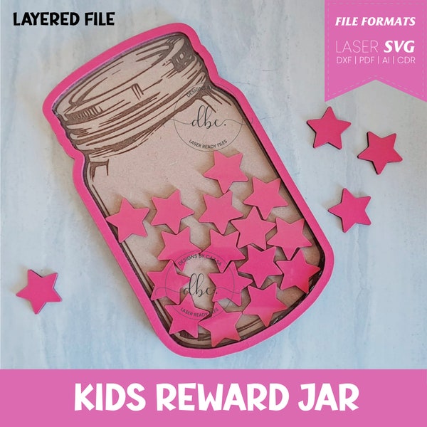 Kids reward jar, Laser cut files for kids, SVG, Chore charts