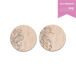 Florale Untersetzer für Wohn- oder Esszimmer, Glowforge SVG-Schnittdateien, Blumen-Svg, handgezeichnete SVG-Designs, Laser-Cut-Dateien, kommerzielle Nutzung