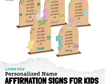 Kids Affirmation Signs SVG Bundle, Positive Quote Decor, Laser Cut Files