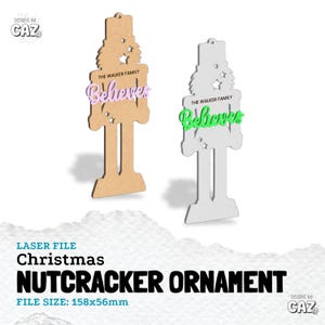 Der Nussknacker Christbaumschmuck, Laser, digitaler Download, Glowforge-Dateien, Christbaumschmuck, glaube an Weihnachten