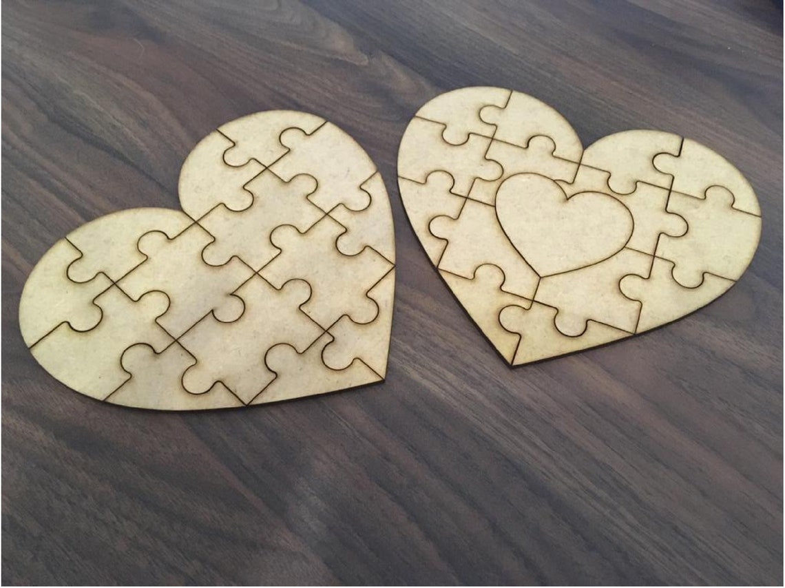 Heart puzzle Wooden heart Puzzles Laser cut template Cricut Etsy