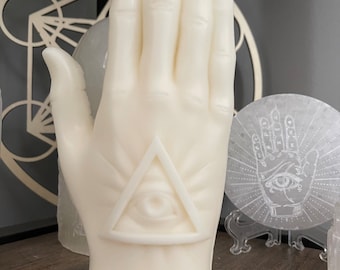 Full Size Hand Candle/Illuminati/All Seeing Eye/ Palmistry Candle/All Seeing Eye/Protection Candle/Altar Candle