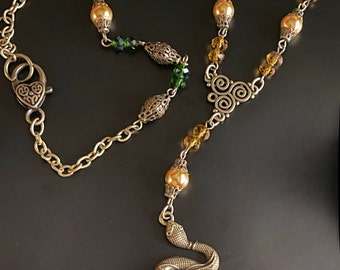 Goddess Snake Rosary/ Goddess Rosary/Goddess Corra Rosary Style Pendant/Pagan Rosary