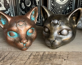 Mystic Cat /Moon Goddess Cat/Triple Moon Cat Head/ Paperweight/Tarot deck weight