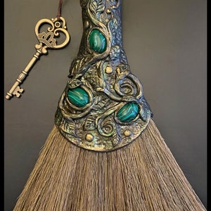 Besom/ Altar Broom/Altar Besom/Ritual Broom/Besom/Altar Decor/Broom/Whisk/Witch Broom/AltarTools/Pagan/Wiccan/WitchyThings/ Besom Malachite Vines