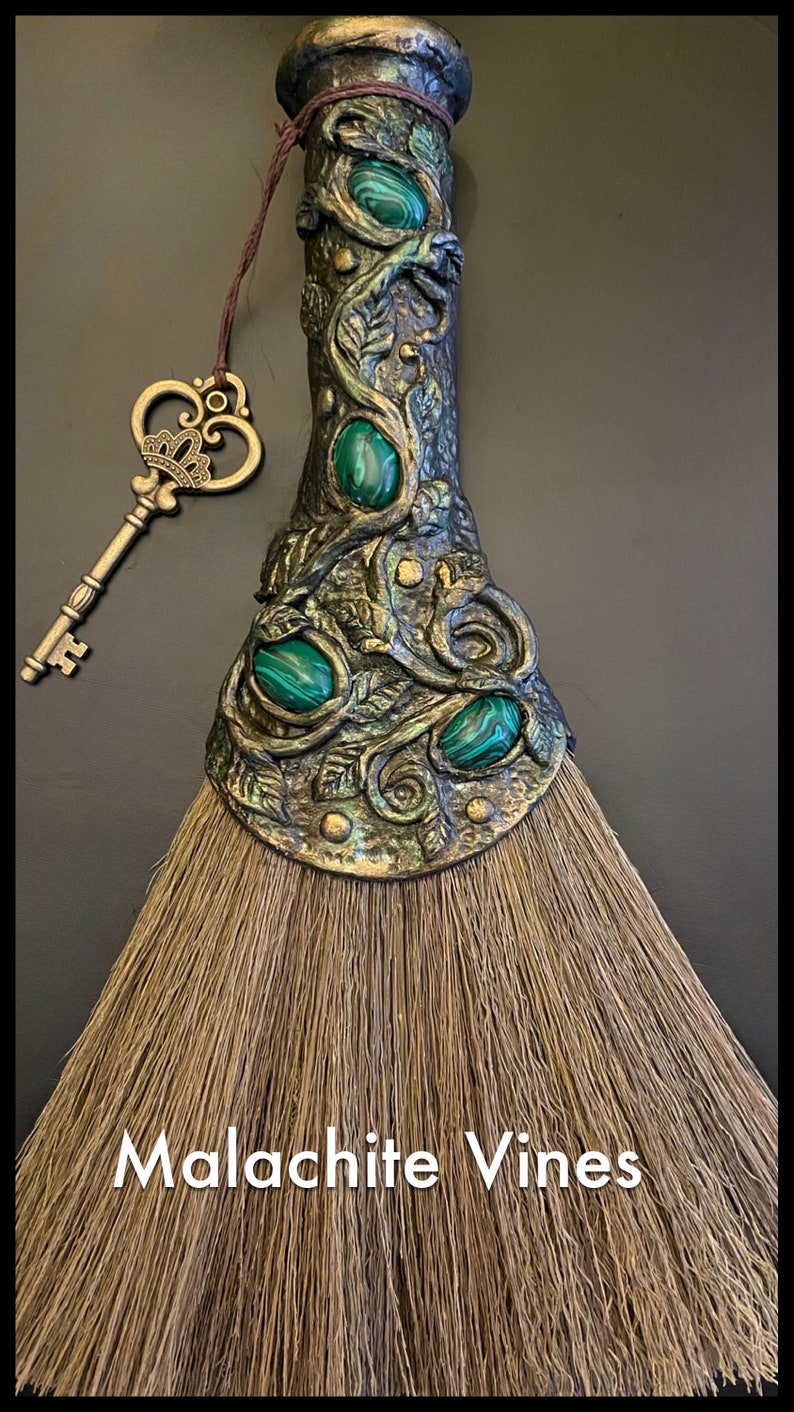 Besom/ Altar Broom/Altar Besom/Ritual Broom/Besom/Altar Decor/Broom/Whisk/Witch Broom/AltarTools/Pagan/Wiccan/WitchyThings/ Besom Malachite Vines