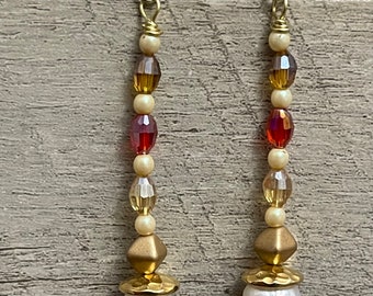 Fresh water pearl beaded drops/Hand beaded Dangles