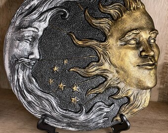 Dark Moon Wall Plaque /Moon & Sun Plaque/Celestial Plaque