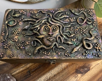 Medusa Box/Oracle Card Box/Tarot Card Box/Hand Made One of a kind Jewelry Box/Altar Box/Stash Box