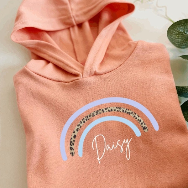 Nombre personalizado del arco iris Sudadera con capucha de algodón para niños Camiseta gruesa Bebé Niño Niños Rosa Azul Unisex Regalo Cumpleaños Sudadera con capucha Jumper