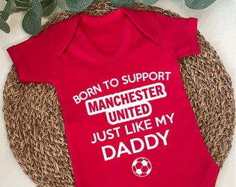 Personalised Manchester United Football Vest, Sport Baby Bodysuit, Team, Support, Man U sleepsuit romper boy and girl Bodysuit Club Football