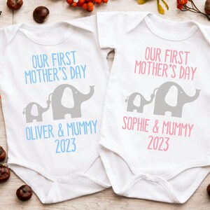 Personalised First Mother's Day Baby Name Short Sleeved Bodysuit 1st Mothers Day vest Baby sleepsuit romper New Mum Gift Mama Mummy Mom Mam