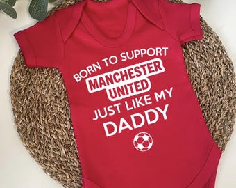 Personalizowana kamizelka piłkarska Manchester United, sportowe body niemowlęce, drużyna, wsparcie, Anglia, śpioszki, chłopiec i dziewczynka, klub, piłka nożna