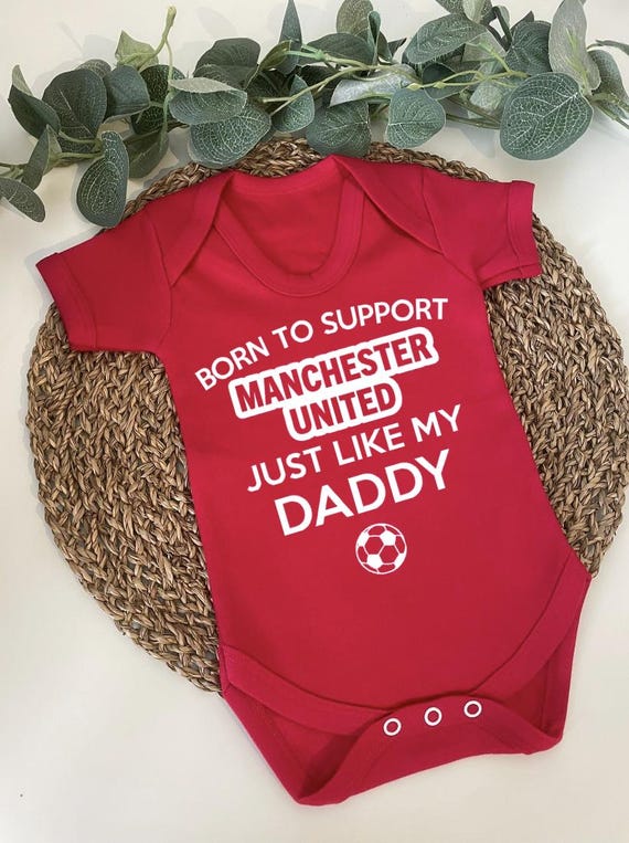 Personalised Manchester United Football Vest, Sport Baby Bodysuit, Team, Support, England sleepsuit, romper, boy & girl, Club, Football