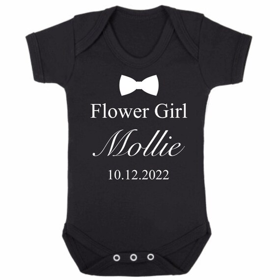 Personalised Flower Girl Baby Name Babygrow Baby Name Sleepsuit - Main Image