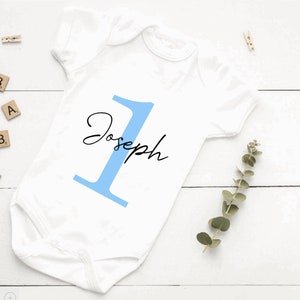 Personalised 1st or 2nd Birthday Baby Bodysuit, Name Sleepsuit, Birthday Vest, 1st, 2nd, Baby Gift, Boy Romper, Girl Vest, One, Two, Crown