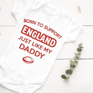 Personalised England Rugby Vest, Sport Baby Bodysuit, Team, Support, English sleepsuit, romper, boy and girl Bodysuit Club, Ball Six Nations