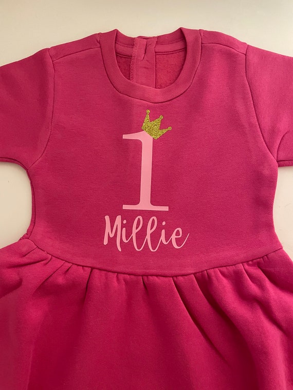 Personalised Birthday Children's Fleece Dress, Baby Toddler Kids, Pink,  Grey Name Girls Outfit Gift Birthday 1st 2nd 3rd 4th 5th 6 Cotton - Etsy