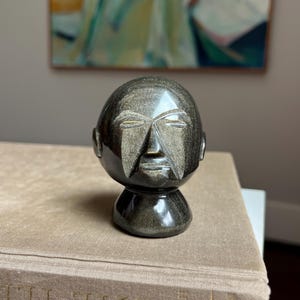 Mayan Aztec Golden Sheen Obsidian Carving ( H3.3" )