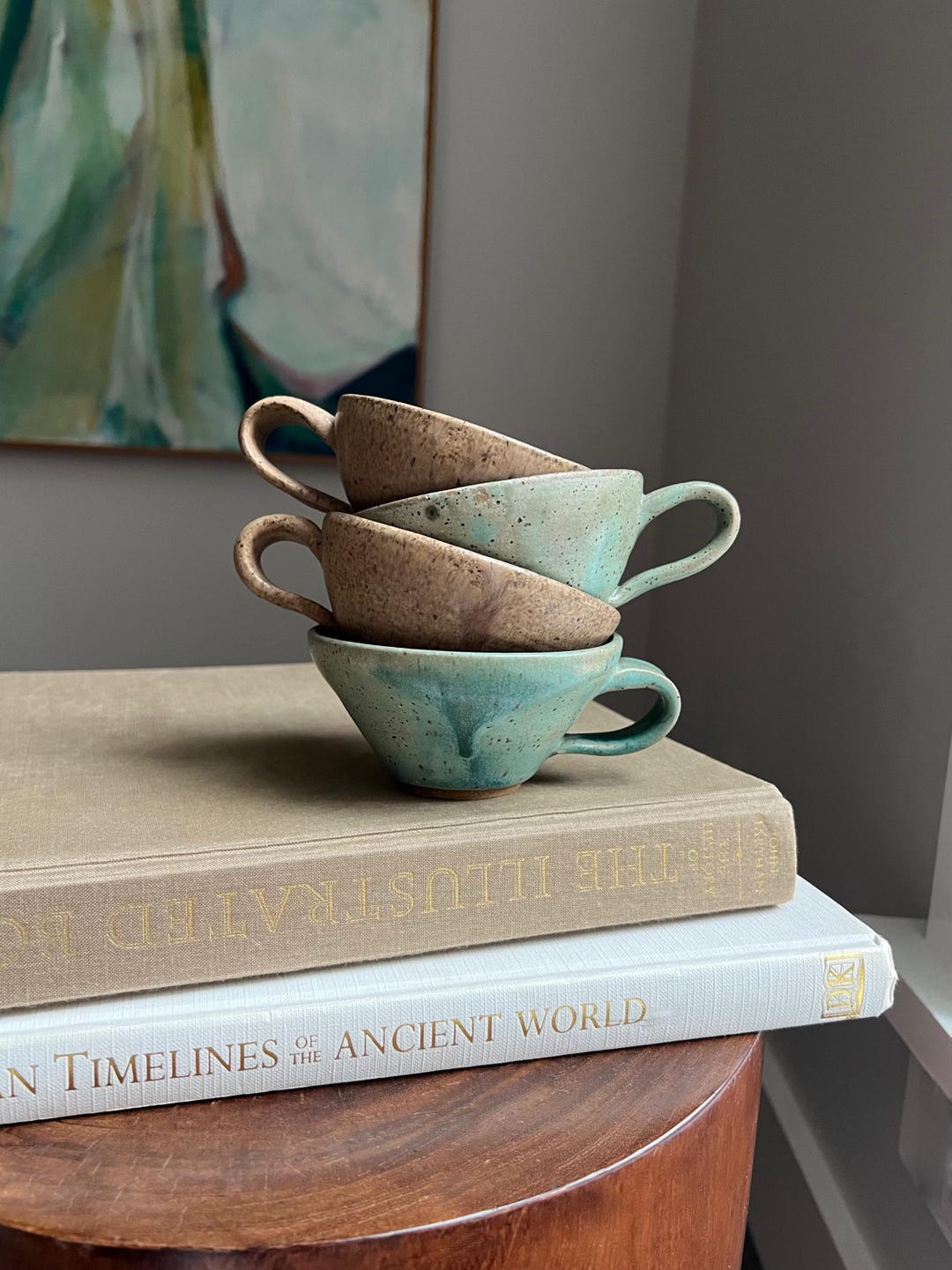 Handcrafted Abstract Tea Cups ( Set of 4 ) - Etsy