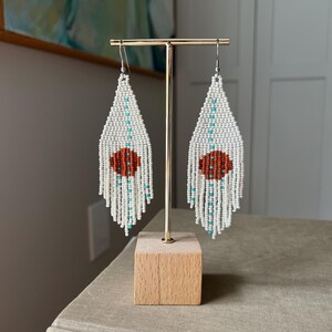 Large Abstract Beaded Statement Earrings