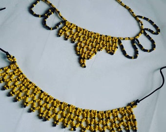 Beaded Necklace, Headpiece & Earrings Set