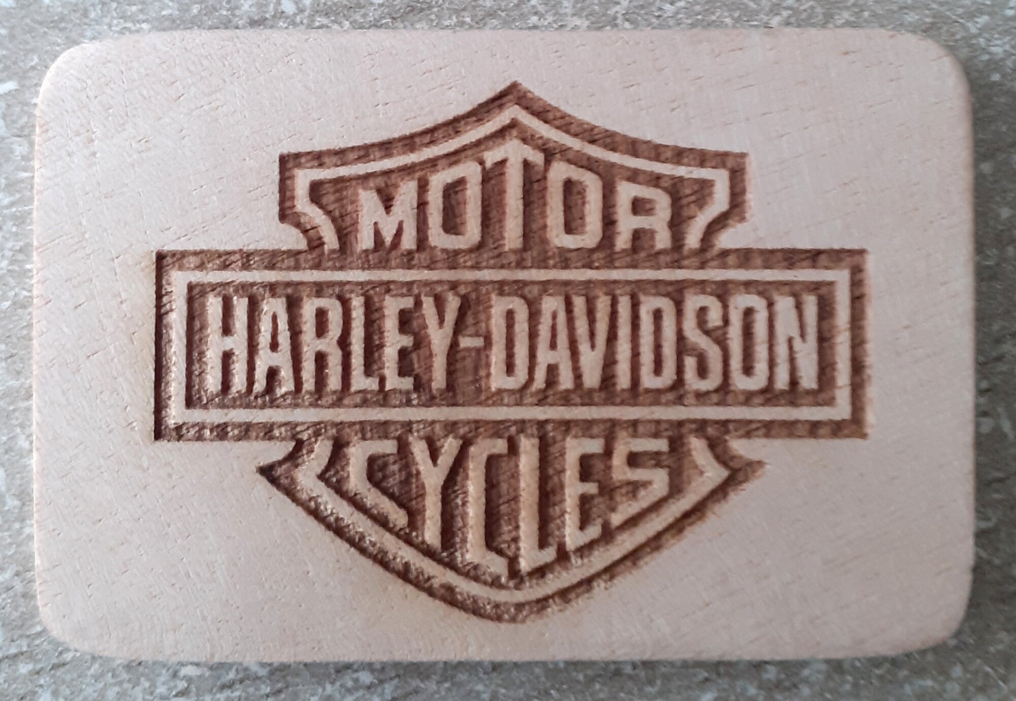 Magnet Gravé Au Laser sur Bois Du Logo Harley