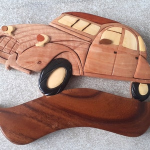 Placa de puerta de madera para 2CV, personalizable con tu nombre, se ofrece como regalo para papá o mamá.