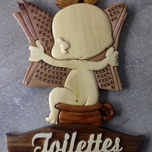Handcrafted Wooden Bathroom Toilet Door Sign - Personalized Wall Decor