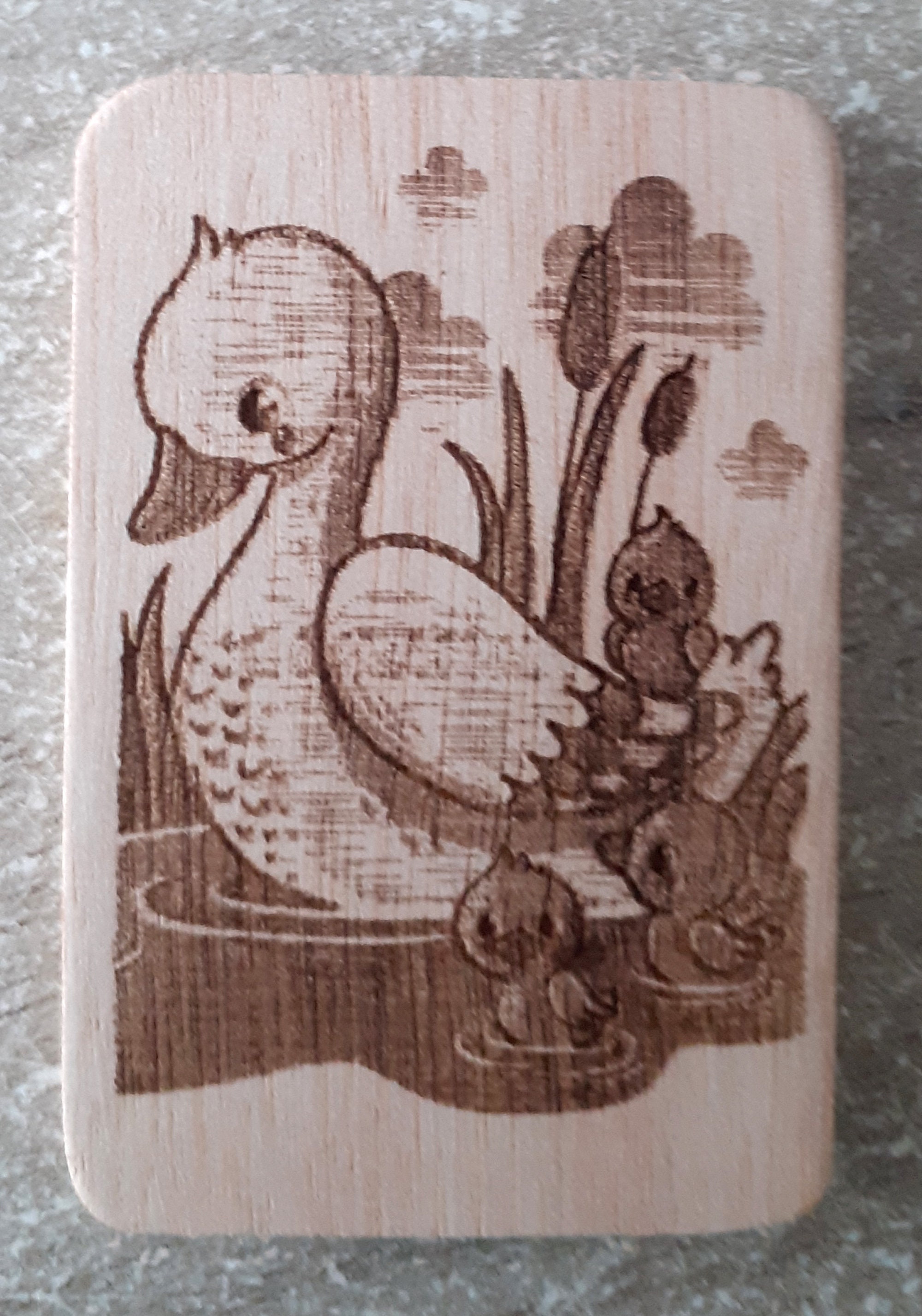 Magnet Gravé Au Laser sur Bois Du Canard et Ces Petits