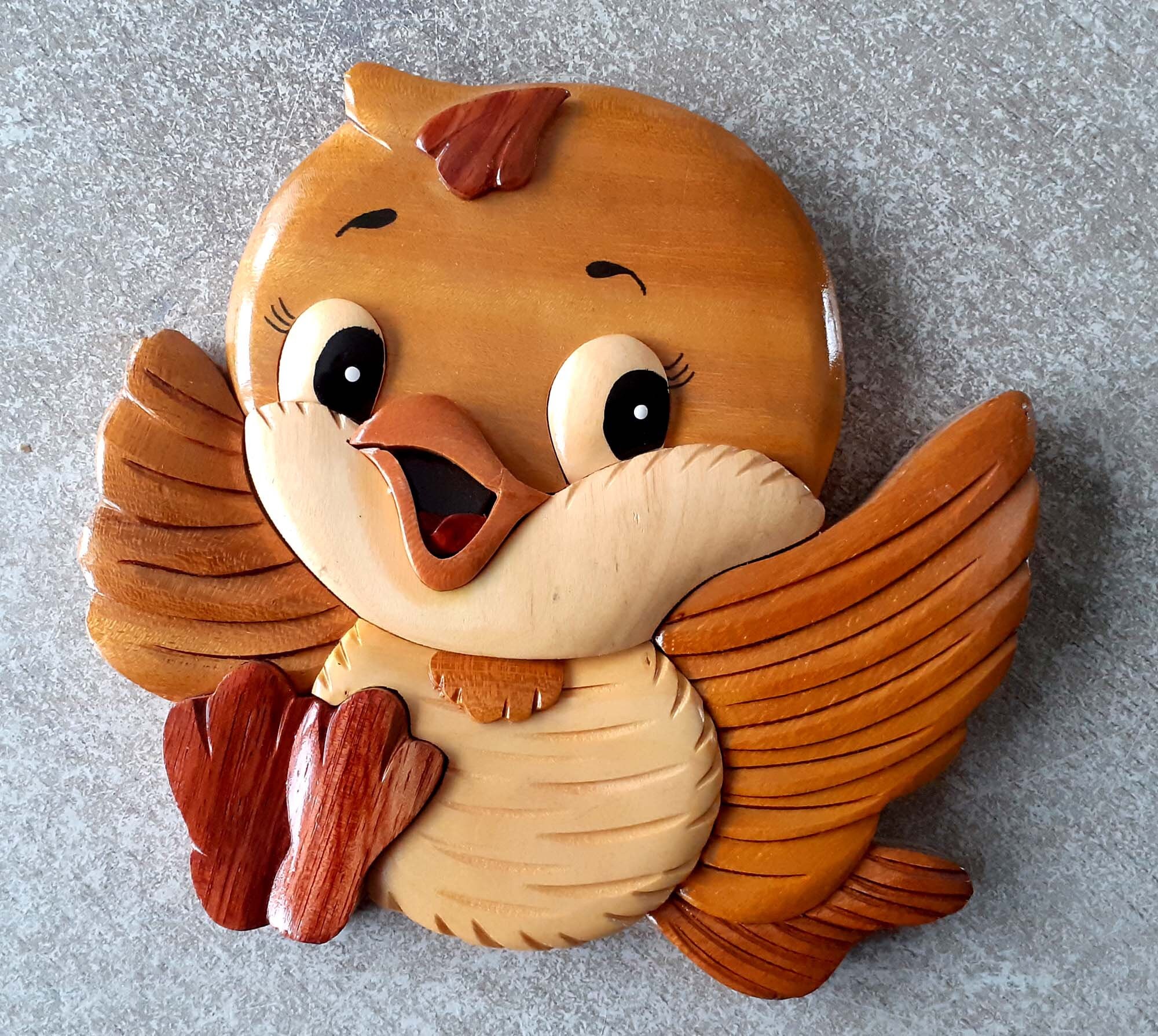 Figurine en Bois Vernis Du Petit Oiseau