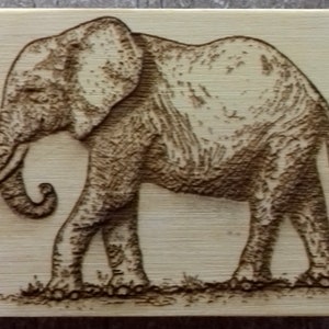 elephant magnet laser engraved on wood