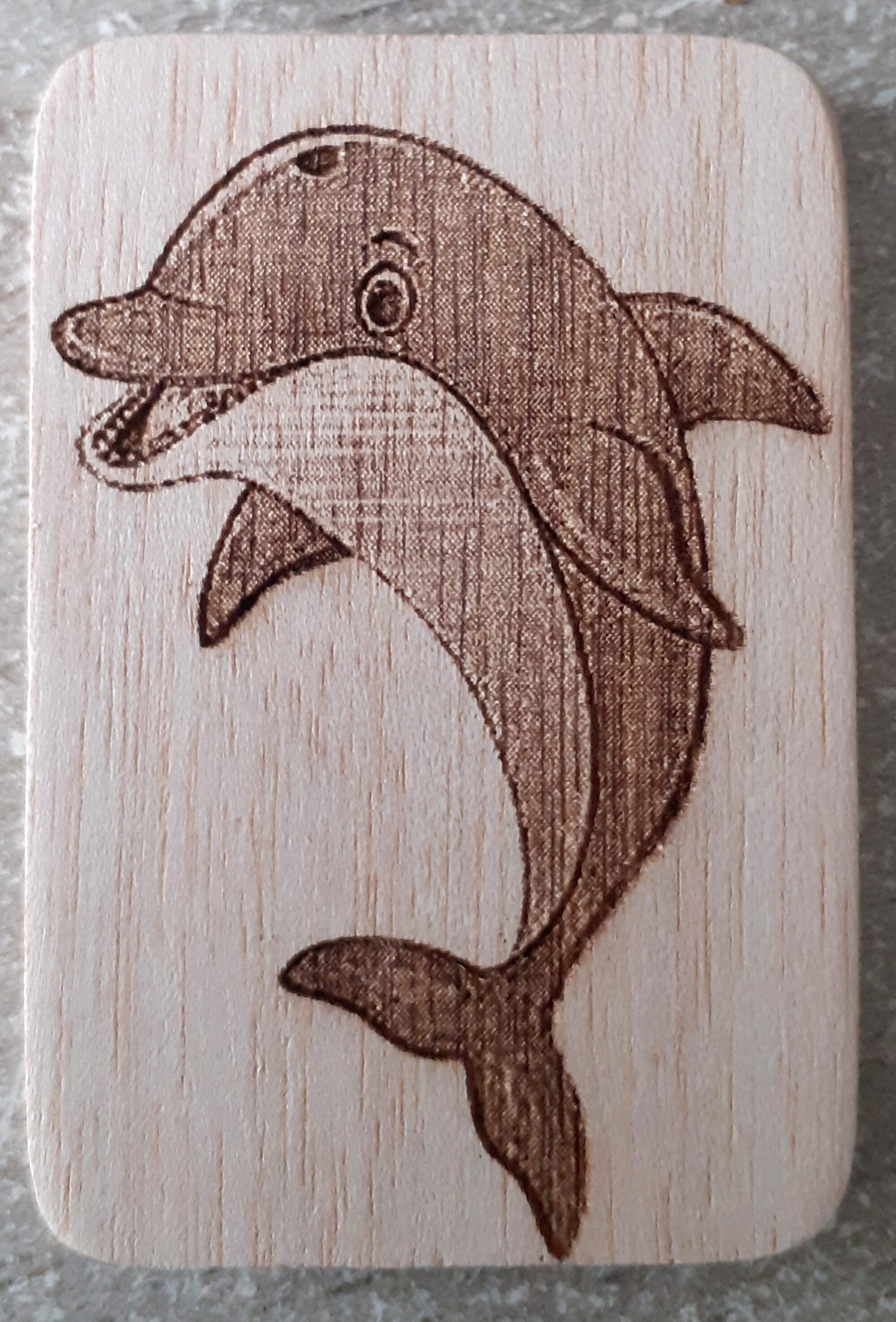 Magnet Gravé sur Bois Au Laser Du Dauphin