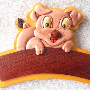 personalized solid wood pig door sign