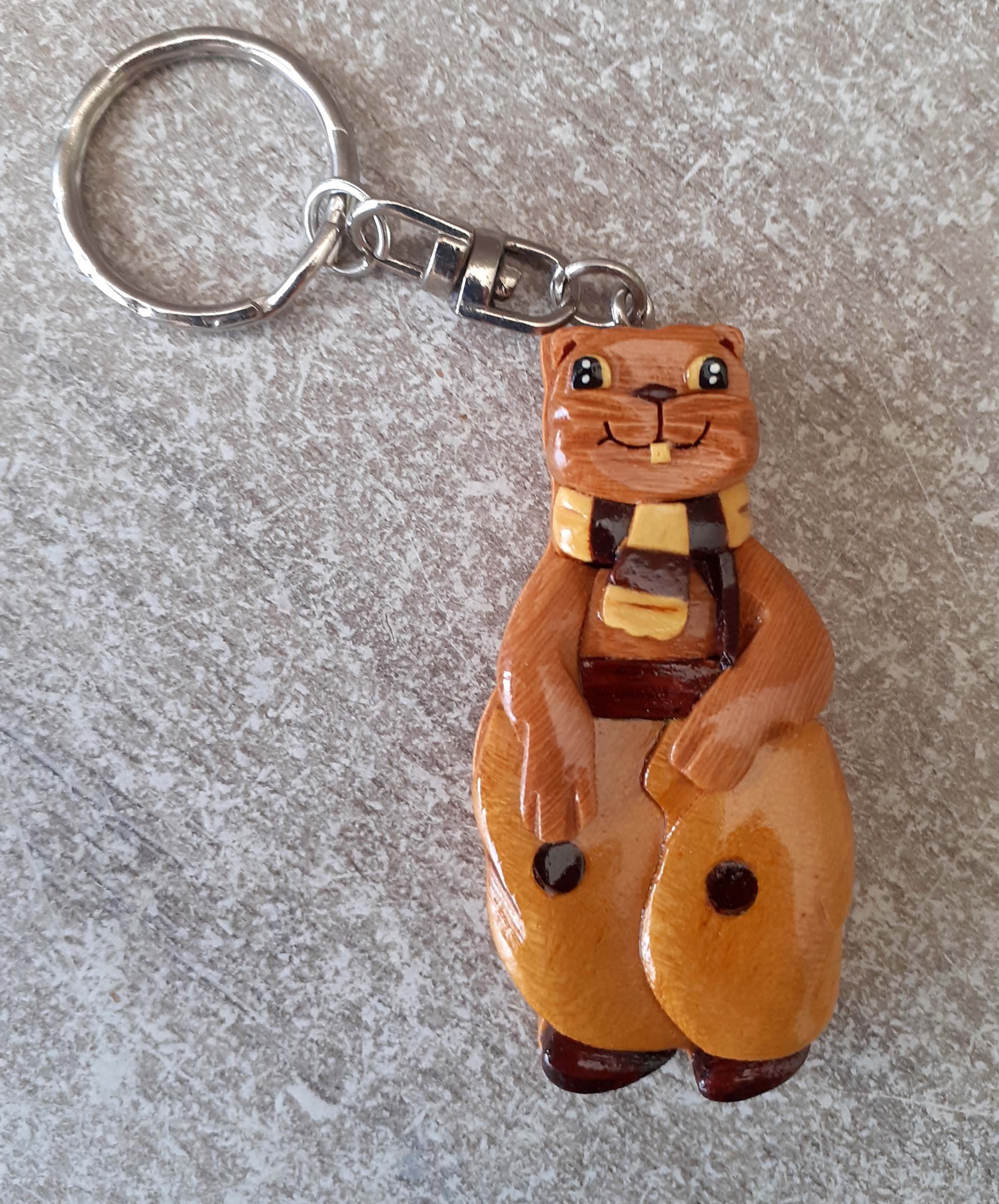 Porte Clef en Bois de La Marmotte