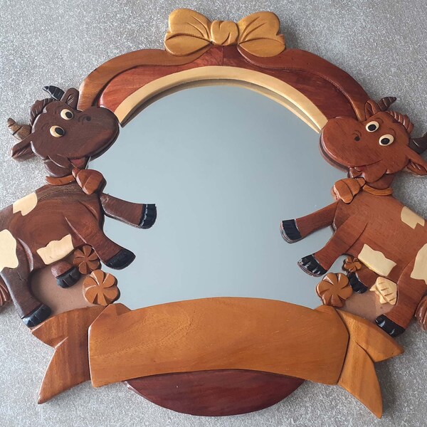 miroir pour chambre d'enfant personnalisable avec ces deux petites vaches