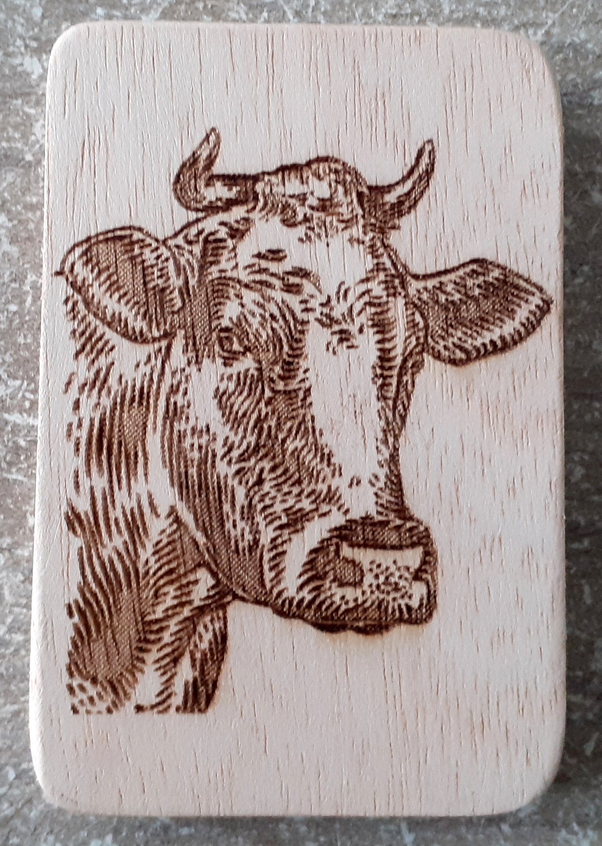 Vache Magnet en Bois Gravé Au Laser