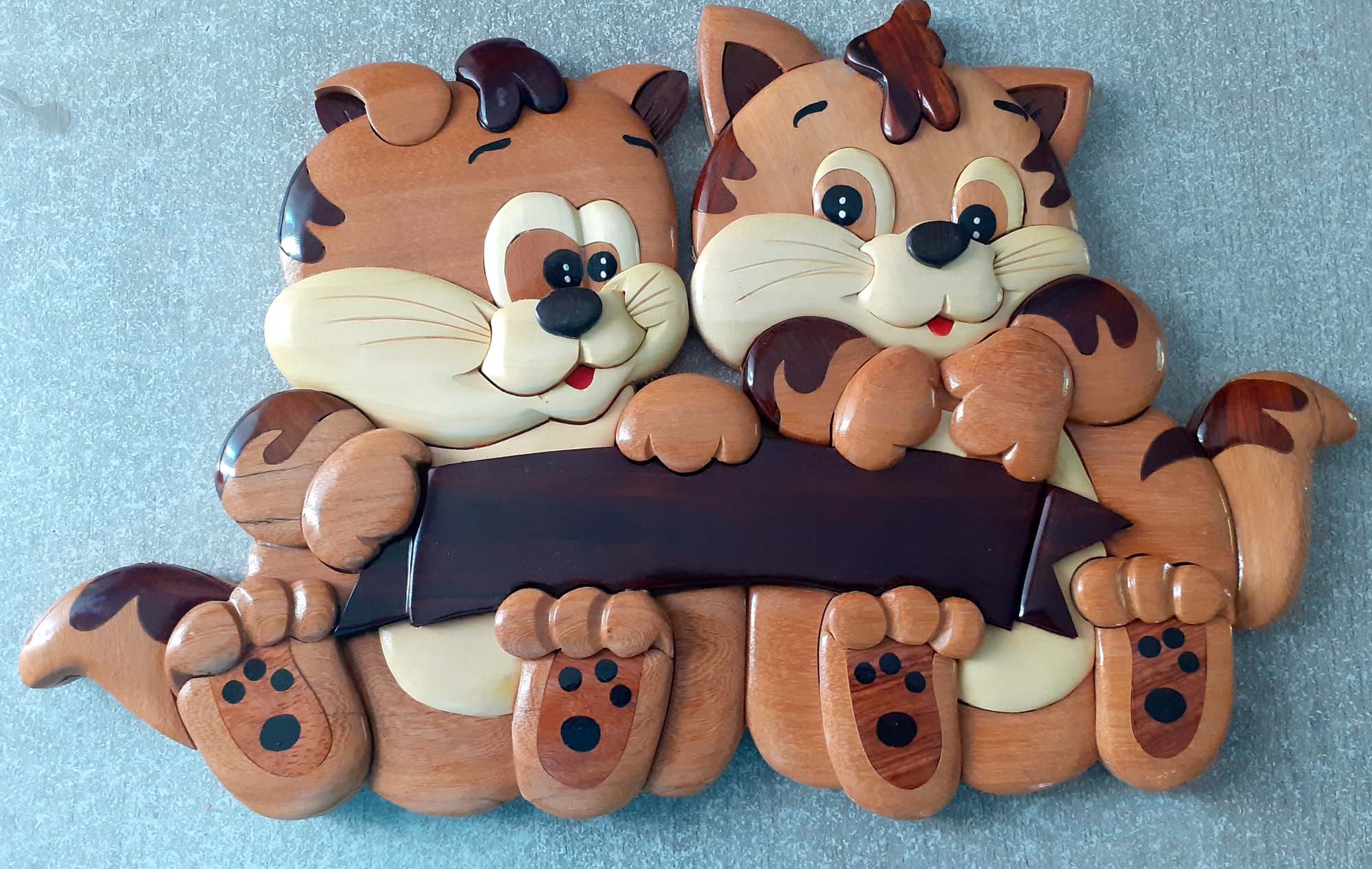 Les Deux Grands Chatons Pour Un Mur ou Porte de Chambre avec Votre Prénom Offert