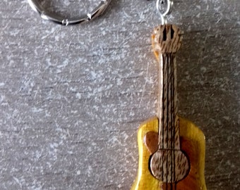 wooden guitar keychain
