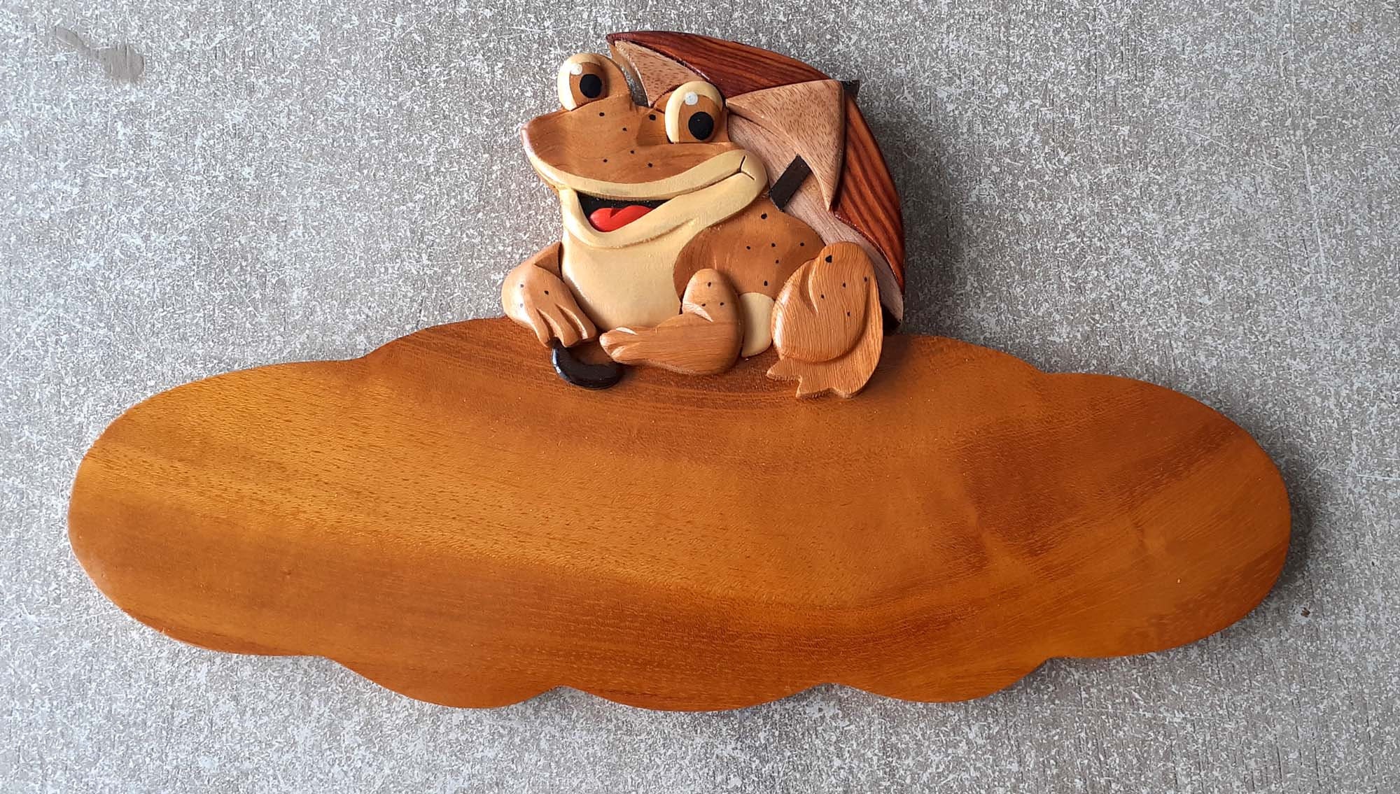 Plaque de Porte Personnalisable La Grenouille Sous Son Parapluie