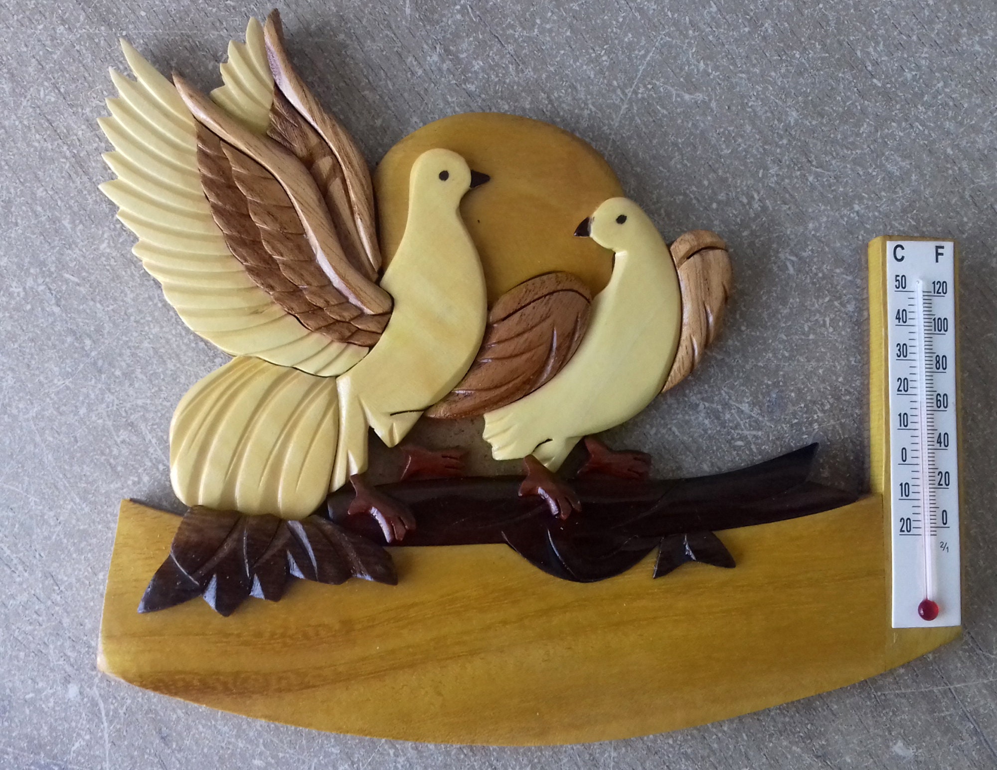 Plaque Thermomètre Colombes en Bois