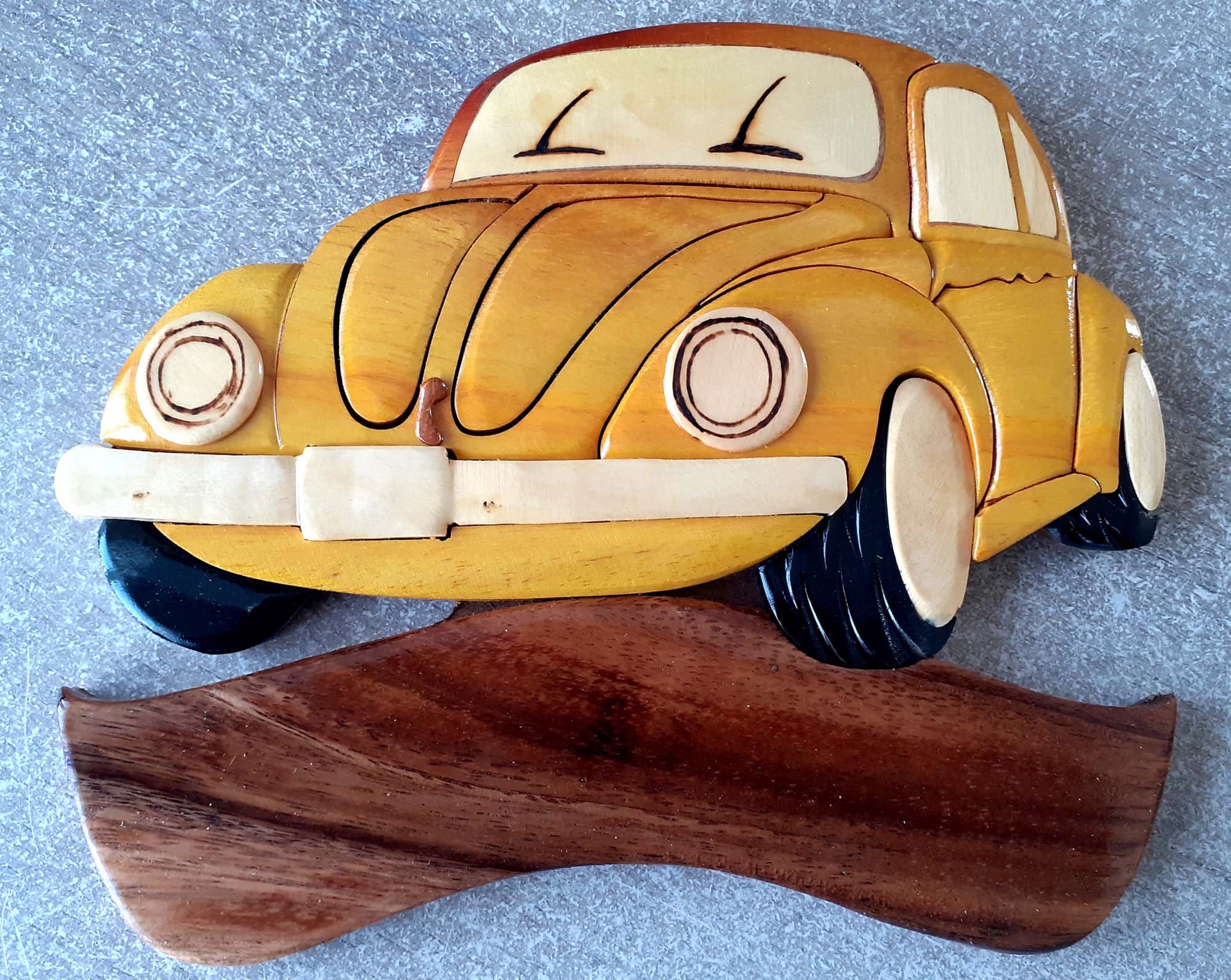 Plaque de Porte en Bois La Voiture Coccinelle Vw Personnalisable avec Prénom Offert
