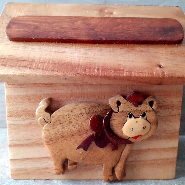 tirelire en bois du petit cochon personnalisable