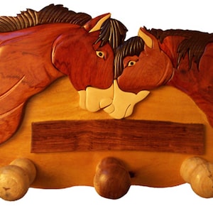 customizable wooden horse coat rack first name offered